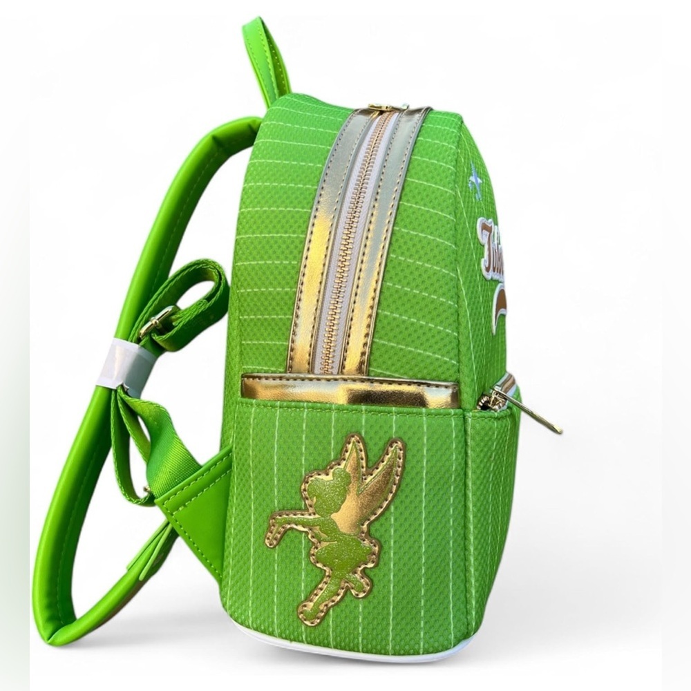 Loungefly Disney Peter Pan Team Tinker Bell Jersey Mini Backpack MWT - Picture 2 of 4